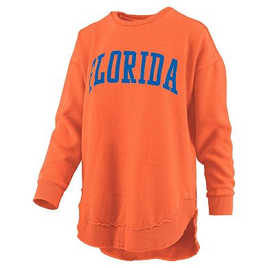 Women's Pressbox Orange Florida Gators Melange Poncho Vintage Fleece Long Sleeve Pullover Sweatshirt