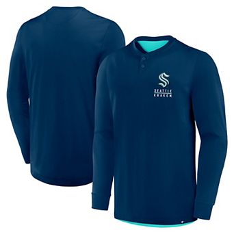 Men's Fanatics Deep Sea Blue Seattle Kraken Adrenaline Push Long Sleeve T-Shirt