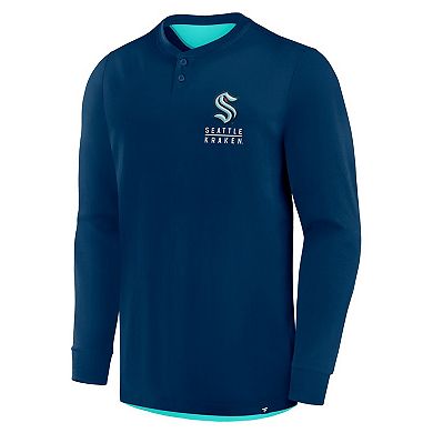 Men's Fanatics Deep Sea Blue Seattle Kraken Adrenaline Push Long Sleeve T-Shirt
