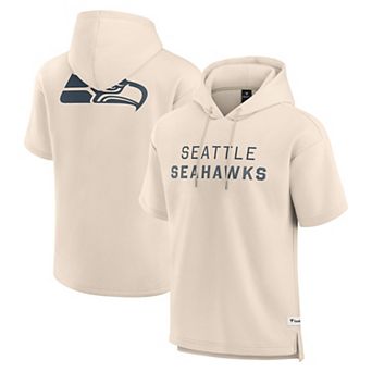 Men's Fanatics Cream Seattle Seahawks Elements Future Ground Lettering Short Sleeve Pullover Hoodie