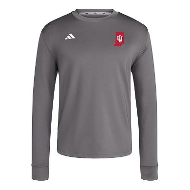 Men's adidas Gray Indiana Hoosiers Dugout Pullover Sweatshirt