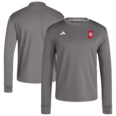Men's adidas Gray Indiana Hoosiers Dugout Pullover Sweatshirt