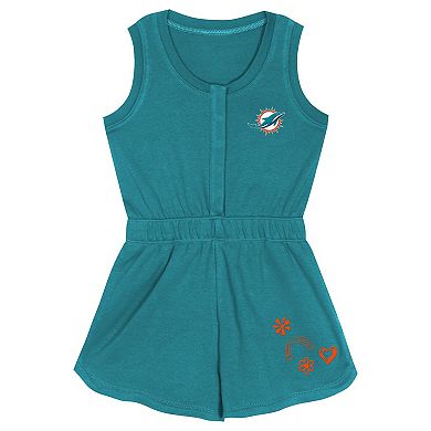 Girls Toddler Aqua Miami Dolphins Super Girl Romper