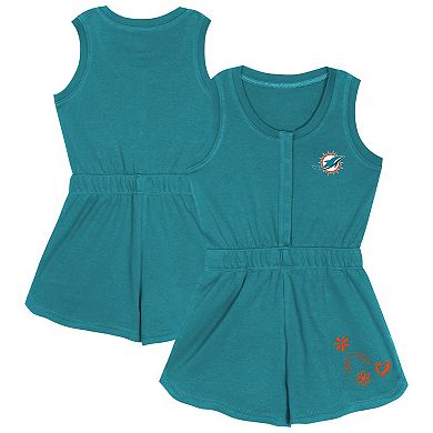 Girls Toddler Aqua Miami Dolphins Super Girl Romper