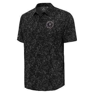 Men's Antigua Black Inter Miami CF Lush Woven Button-Up Top