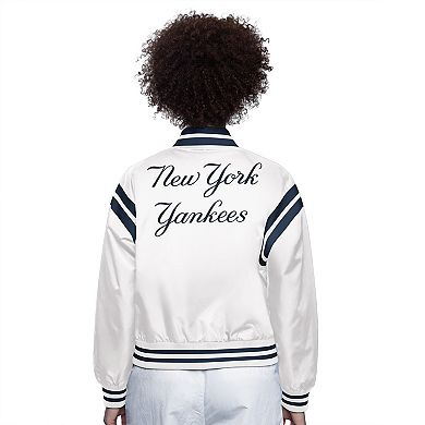 Women's Starter White New York Yankees Full Count Full-Snap Varsity Jacket