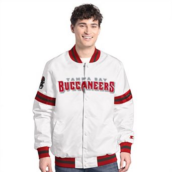 Men's Starter White Tampa Bay Buccaneers Scout Full-Snap Varsity Jacket
