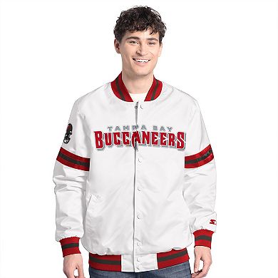 Men's Starter White Tampa Bay Buccaneers Scout Full-Snap Varsity Jacket