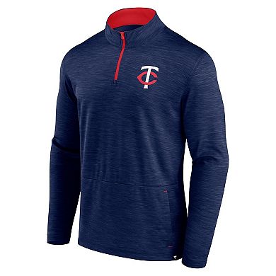 Men's Fanatics Heather Navy Minnesota Twins Fundamentals Quarter-Zip Pullover