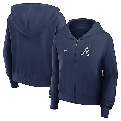 Women's Nike Navy Atlanta Braves Lightweight Full-Zip Hoodie