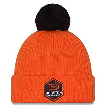 Men's New Era Orange Houston Dynamo FC 2025 Jersey Hook Cuffed Knit Hat with Pom