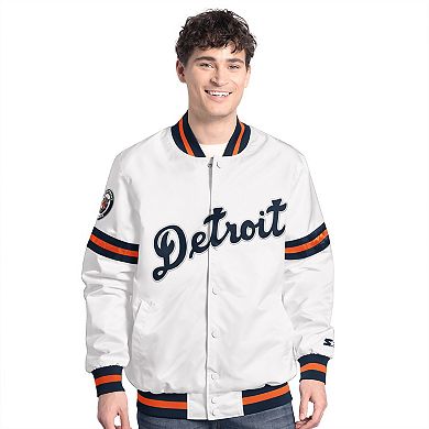 Men's�Starter White Detroit Tigers Cooperstown Scout Full-Snap Varsity Jacket