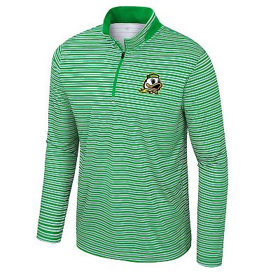 Men's Colosseum Green Oregon Ducks Striped Quarter-Zip Top