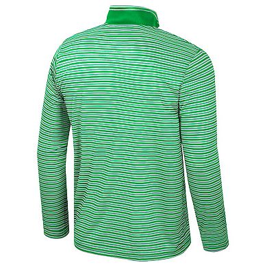 Men's Colosseum Green Oregon Ducks Striped Quarter-Zip Top
