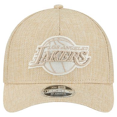 Men's New Era Tan Los Angeles Lakers Injection Woven A-Frame 9FORTY Adjustable Hat