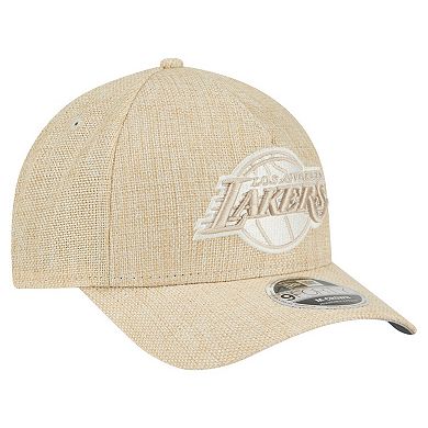 Men's New Era Tan Los Angeles Lakers Injection Woven A-Frame 9FORTY Adjustable Hat