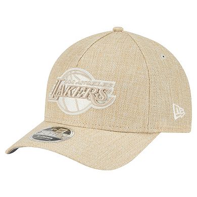Men's New Era Tan Los Angeles Lakers Injection Woven A-Frame 9FORTY Adjustable Hat