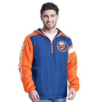 Men's G-III Sports by Carl Banks Royal/Orange New York Islanders Lateral Half-Zip Hoodie Jacket