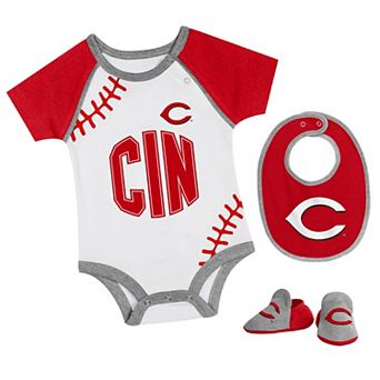 "Newborn & Infant Cincinnati Reds Tied Up Bodysuit, Bib & Bootie Set"