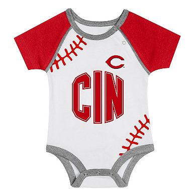 "Newborn & Infant Cincinnati Reds Tied Up Bodysuit, Bib & Bootie Set"