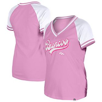 Women's New Era Pink Denver Broncos Color Multiplier V-Neck T-Shirt