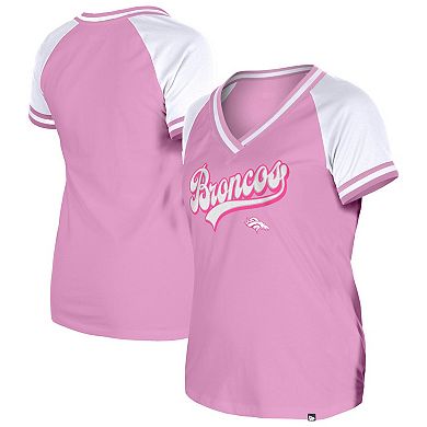 Women's New Era Pink Denver Broncos Color Multiplier V-Neck T-Shirt