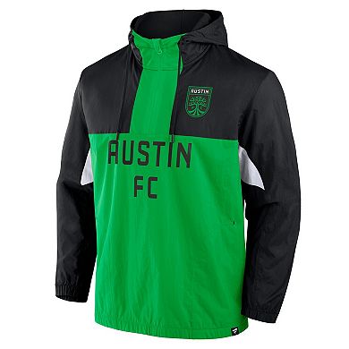 Men's Fanatics Black Austin FC Free Kick Woven Quarter-Zip Hoodie Jacket