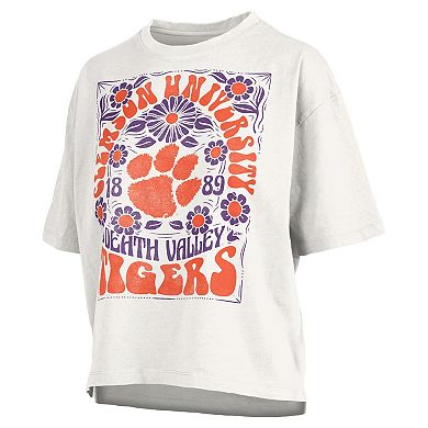 Women's Pressbox White Clemson Tigers Harmony Oversized T-Shirt