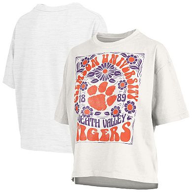 Women's Pressbox White Clemson Tigers Harmony Oversized T-Shirt