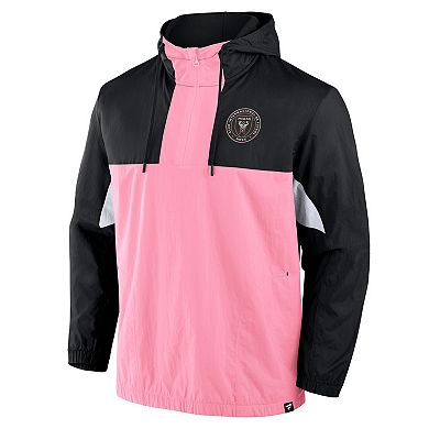 Men's Fanatics Black Inter Miami CF Free Kick Woven Quarter-Zip Hoodie Jacket