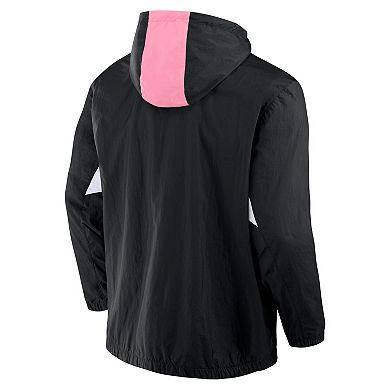 Men's Fanatics Black Inter Miami CF Free Kick Woven Quarter-Zip Hoodie Jacket