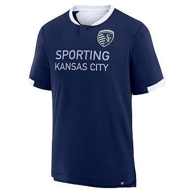 Men's Fanatics Navy Sporting Kansas City Stoppage Time Striker T-Shirt