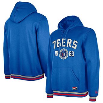 Men's New Era Royal Philadelphia 76ers Throwback Vintage Pullover Hoodie