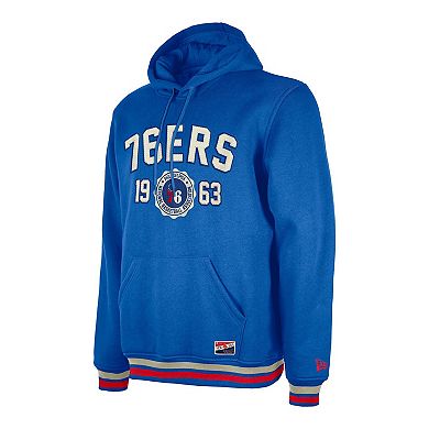 Men's New Era Royal Philadelphia 76ers Throwback Vintage Pullover Hoodie