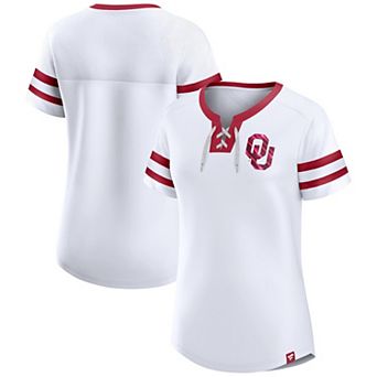 Women's Fanatics White Oklahoma Sooners Iconic Athena Lace Up T-Shirt