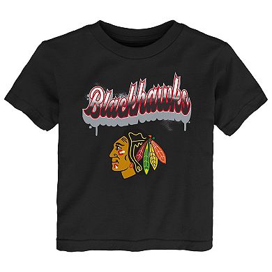 Toddler Black Chicago Blackhawks Bubbly Script T-Shirt