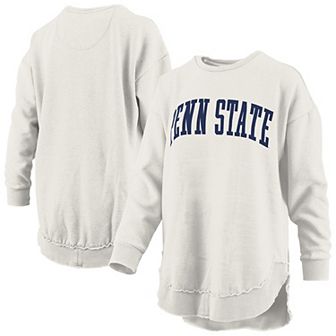 Women's Pressbox Oatmeal Penn State Nittany Lions Melange Poncho Vintage Fleece Long Sleeve Pullover Sweatshirt