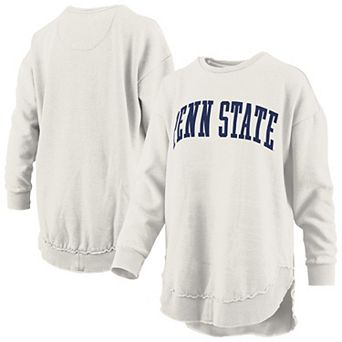 Women's Pressbox Oatmeal Penn State Nittany Lions Melange Poncho Vintage Fleece Long Sleeve Pullover Sweatshirt