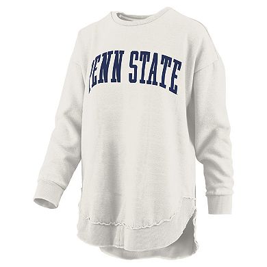 Women's Pressbox Oatmeal Penn State Nittany Lions Melange Poncho Vintage Fleece Long Sleeve Pullover Sweatshirt