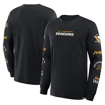 Men's Fanatics Black Pittsburgh Penguins Boxed In Legacy Long Sleeve T-Shirt