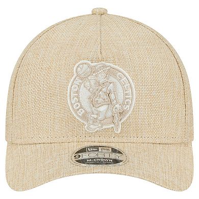 Men's New Era Tan Boston Celtics Injection Woven A-Frame 9FORTY Adjustable Hat