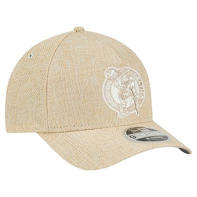 Men's New Era Tan Boston Celtics Injection Woven A-Frame 9FORTY Adjustable Hat