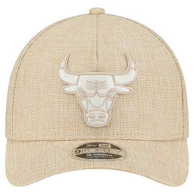 Men's New Era Tan Chicago Bulls Injection Woven A-Frame 9FORTY Adjustable Hat