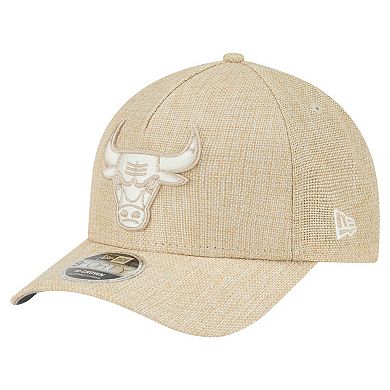Men's New Era Tan Chicago Bulls Injection Woven A-Frame 9FORTY Adjustable Hat