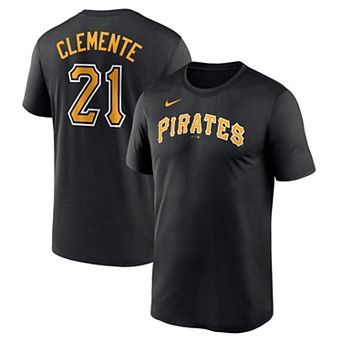 Men's Nike Roberto Clemente Black Pittsburgh Pirates Legend Name and Number Home T-Shirt
