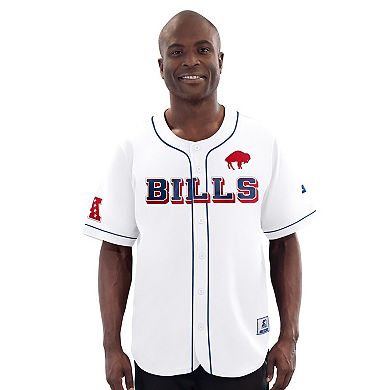 Men's Starter White Buffalo Bills Relay Vintage Full-Button Baseball Jersey