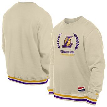 Men's New Era White Los Angeles Lakers Throwback Vintage Pullover Sweatshirt