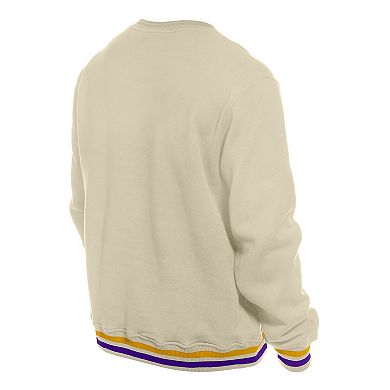 Men's New Era White Los Angeles Lakers Throwback Vintage Pullover Sweatshirt