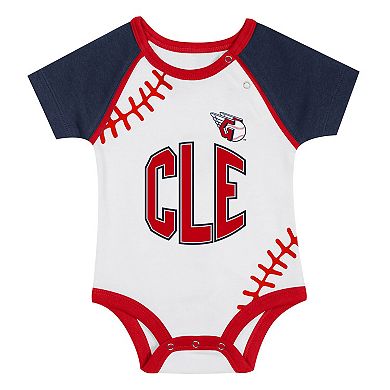 Newborn & Infant Cleveland Guardians Tied Up Bodysuit, Bib & Bootie Set