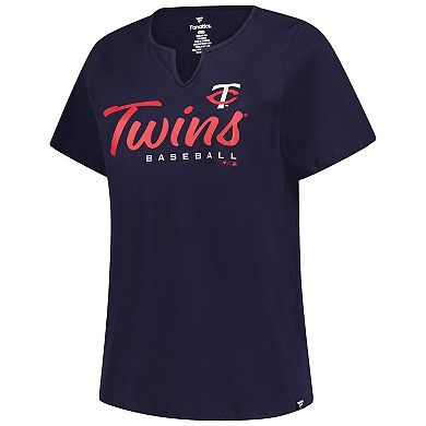 Women's Profile Navy Minnesota Twins Wordmark Notch Neck T-Shirt